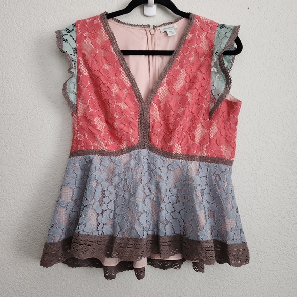 Sundance Vintage Days Lace Peplum Top M - Picture 2 of 9